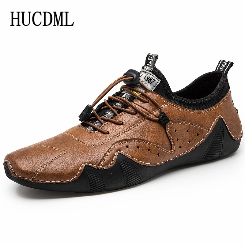 New Leather Casual Men Shoes Comfortable Soft Lightweight Flat Male Loaf... - £35.59 GBP