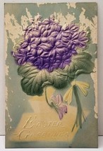 Easter Greetings Embossed Purple Bouquet 1908 Postcard E17 - £3.15 GBP