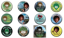 Bob Ross Joy of Painting Metal Button Group of 12 Hot Properties YOU PIC... - $1.75