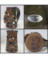 MMS Mahon Stoneware Ugly Funny 3D Face Mug Signed Pottery Mustache Man T... - $909.33 MXN