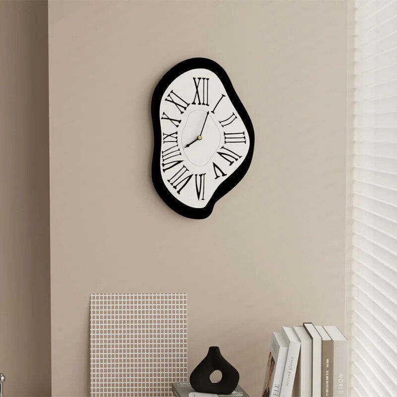 Nordic Interior Wall Clock Unique Surreal Melting Distorted Skewed Clock - $38.61