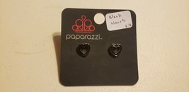 Little Girls Jewelry (new) Earrings #678 BLACK HEARTS - £4.10 GBP