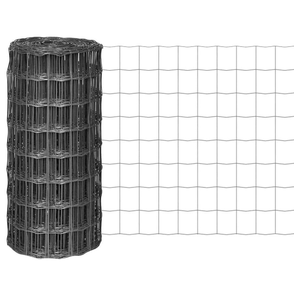 vidaXL Euro Fence Steel 82.0x2.6&#39; Grey - $118.31