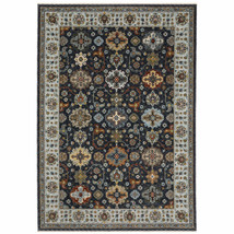 10&#39; X 13&#39; Blue Red Beige Yellow Grey Rust And Gold Oriental Power Loom Stain Res - $1,406.74