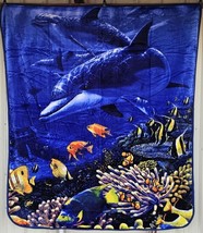 Dolphin Tropical Fish Oc EAN Water Shipwreck Ship Queen Size Blanket Bedspread - $63.81