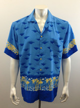 ULUWATU Men&#39;s XLG Blue / Yellow Hawaiian Short Sleeve Tropical Print  Sh... - £10.94 GBP