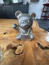 VTG Silver Plated Teddy Bear Coin Bank 6" × 4" Made In Japan - $24.75