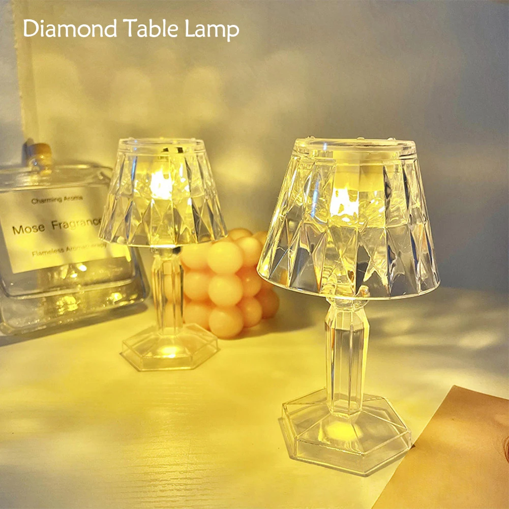 L desk lamp projetor acrylic diamond table lamp led night lights bedside lighting light thumb200