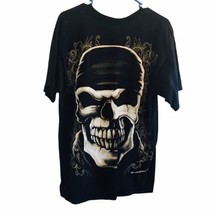 Skull River Run Biker Motorcycle T Shirt L Laughlin Double Sided Made in USA 00s - £37.35 GBP