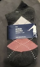 NWT GAP Women&#39;s Gray Pink Argyle Ankle Socks One Size Fits All - £10.22 GBP