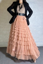 Deep Blush Tiered Tulle Maxi Skirt Outfit Women Layered Tulle Skirts Custom Size image 1