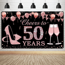 50Th Birthday Decorations Cheers to 50 Years Banner, Rose Gold 50 Year Old Birth - £18.86 GBP