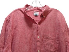 Old Navy red linen cotton blend men&#39;s XL button front shirt - £13.23 GBP