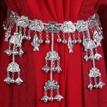 Silver Moonfish Bell Waist Chain | Handcrafted Traditional Hanfu Costume Belt - £31.36 GBP