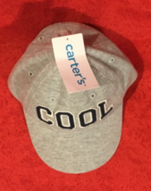 Carter&#39;s Infant &quot;COOL&quot; Gray Ball Cap Blue Letter Patch Stretch Back 12-2... - £11.05 GBP