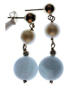 14k Yellow Gold 6mm White Freshwater Cultured Pearl 10mm Aquamarin Drop ... - $69.99