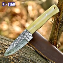 Custom Handmade Rain Damascus Steel Hunting Fix Blade Knife Camel Bone H... - $23.72