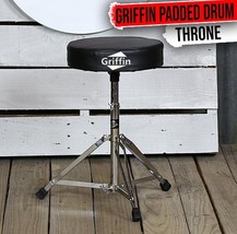 Drum Throne Stand by GRIFFIN | Padded Drummer’s Seat | Comfortable Drum Set Perc - £29.07 GBP