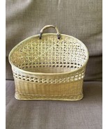 Vintage Woven Bamboo Basket Magazine Towel Basket Wall Counter Hanging - £18.49 GBP