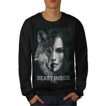 Wellcoda Beast Inside Woman Mens Sweatshirt, Wolf Lady Casual Pullover Jumper - £24.11 GBP+