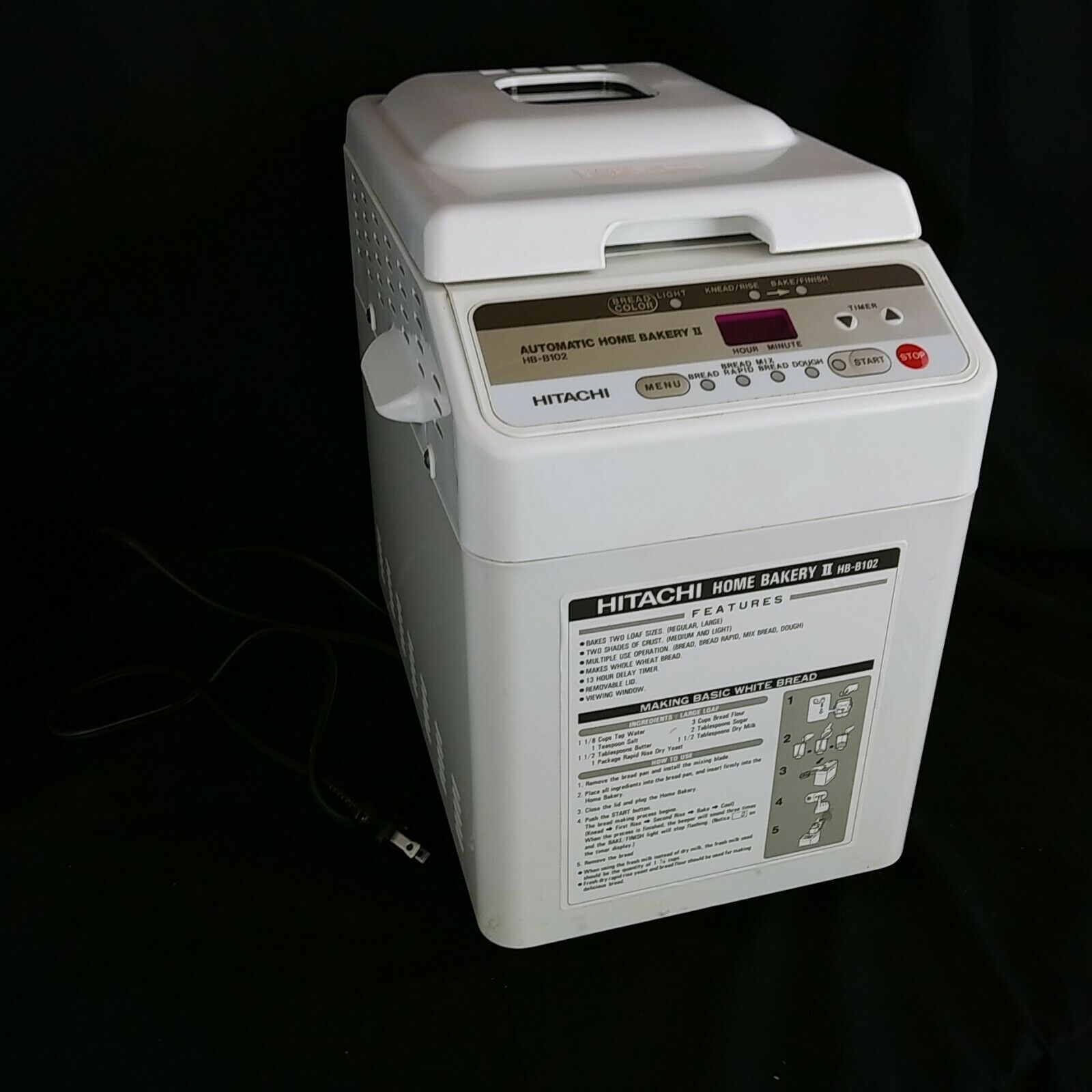 Hitachi Automatic Home Bakery II Bread Maker Machine Model No HB- B102 EUC works - $103.94