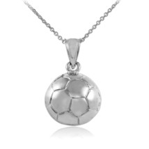 925 Sterling Silver Football Soccer Ball Sports Pendant Necklace - £26.74 GBP+