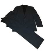 Burberry Pin Striped Pleated Front Two Piece Suit Blue Coat 40R / Pants ... - €102,74 EUR