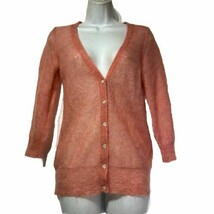 J. Crew Peach Orange Mohair Button Front Lightweight Boyfriend Sweater Size XS - $24.74