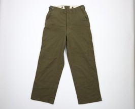 Vtg 50s Korean War Mens 30x30 Military Wool Wide Leg Pants Trousers Green USA - £62.26 GBP