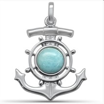 Sterling Silver Natural Larimar Anchor Pendant - $62.81 CAD