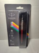 Parker Jotter Standard Chrome Trim Ball Pen Red Body Color Blue Ink - $9.89