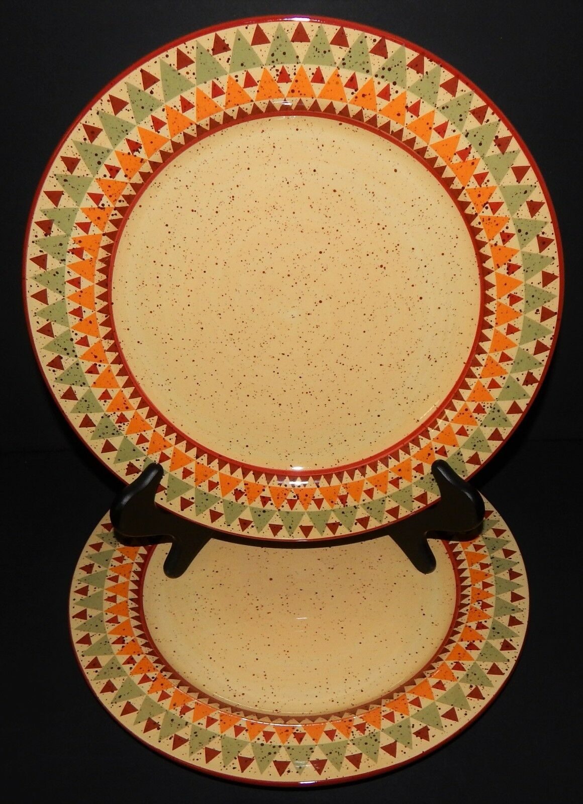 2 Pfaltzgraff Tempe Stoneware Dinner Plates South West Pattern 12"  Red Yellow  - $42.56