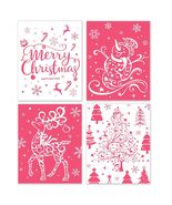 BESERH Pink Christmas Wall Decor Santa Reindeer Bells 8x10in Set of 4 - €10,67 EUR
