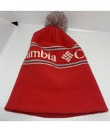 Columbia Women’s Red Spell Out Logo Pom Pom Beanie Toboggan Y2K ￼ - $13.70