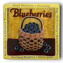 Vintage unmarked porcelain embellished hanging tile blueberries in baske... - $19.79