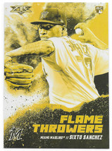 2021 Topps Fire #FT-9 Sixto Sanchez Miami Marlins Flame Throwers Gold Minted RC - £2.31 GBP