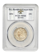 1854 25C PCGS MS66 (Arrows) ex: D.L. Hansen - £20,775.97 GBP