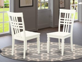 East West Furniture Logan kitchen chairs - Wooden Seat and Linen White Hardwood - £138.28 GBP