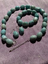 Turquoise Necklace and Earrings and Bracelet - Mothers Day gift - Vintage Jewelr - £23.17 GBP