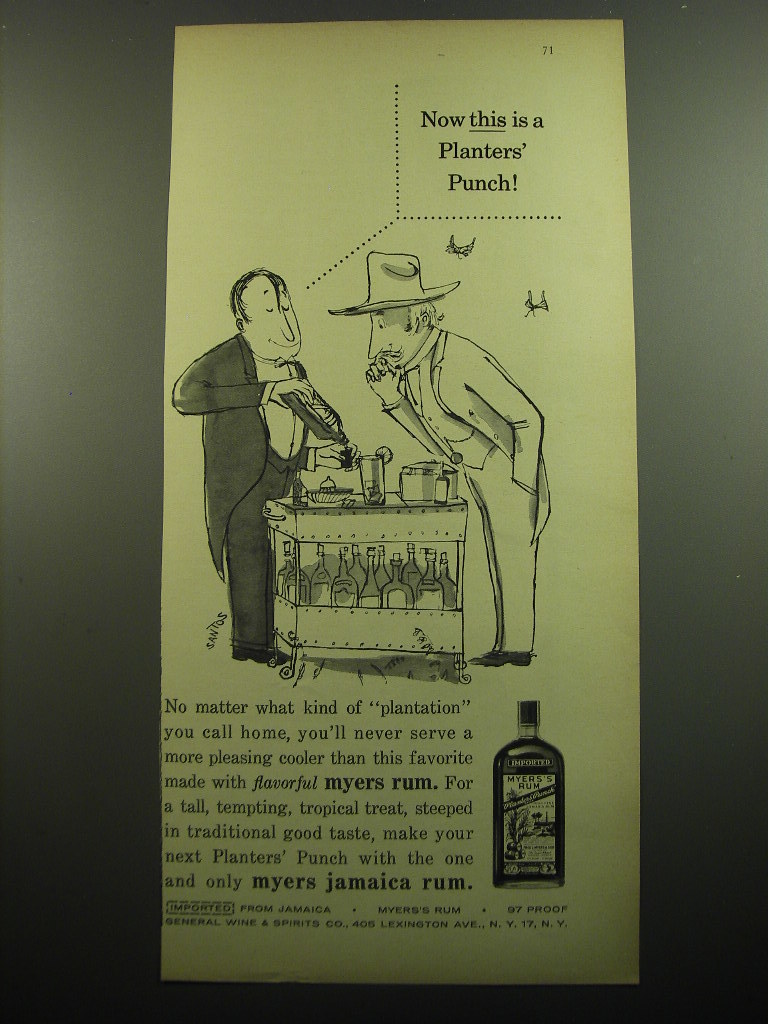 1957 Myers Rum Ad - Now this is a Planters' Punch! - $18.49