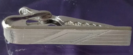 Vintage Jewelry Mens Tie Clip Geometric Design Silver Chrome Signed Shields - $14.00