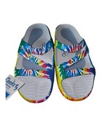 Tony Little Cheeks Rainbow Tie-dye Health Sandal Slides w Full Gel Footb... - $23.45 CAD