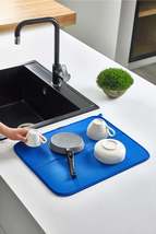 Dish Drying Mat Blue Color Nanofiber Dish Mat Ultra Absorbent Dish Mat - £7.19 GBP