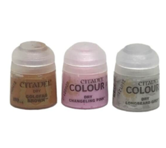 Citadel Colour Paint Dry Changeling Pink Longbeard Grey Golgfag Brown Lot 3 NEW - £18.16 GBP