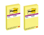 Post it Super Sticky Lined Notes,Yellow, 4 in. x 6 in., 45 Sheets, 3Pads... - $15.19