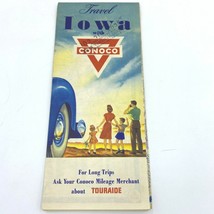 Vintage Conoco Oil Co Road Map 1940s Gas Station Travel Iowa IA State BK13 - £9.04 GBP