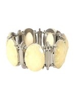 Faux Fire Opal Silver Tone Beaded Stretch Bracelet - £7.59 GBP