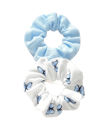 2pc Butterfly Hair Texture Scrunchies Elastic Ties Set Comfortable Blue ... - £7.57 GBP