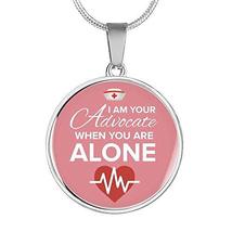 I Am Your Advocate Nurse Gift Circle Necklace Engraved Stainless Steel 18-22&quot; - £47.44 GBP
