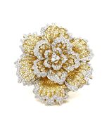 18k Zwei Ton Gold Groß Blume Brosche W / 4.15 Karat Diamanten Atemberaubend - $177,882.85 MXN